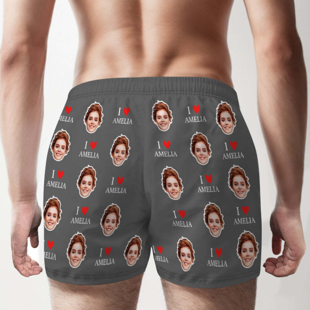 Custom Face Multicolor Boxer Shorts I Love You Personalized Photo Underwear Gift for Him - MyPhotoSocks