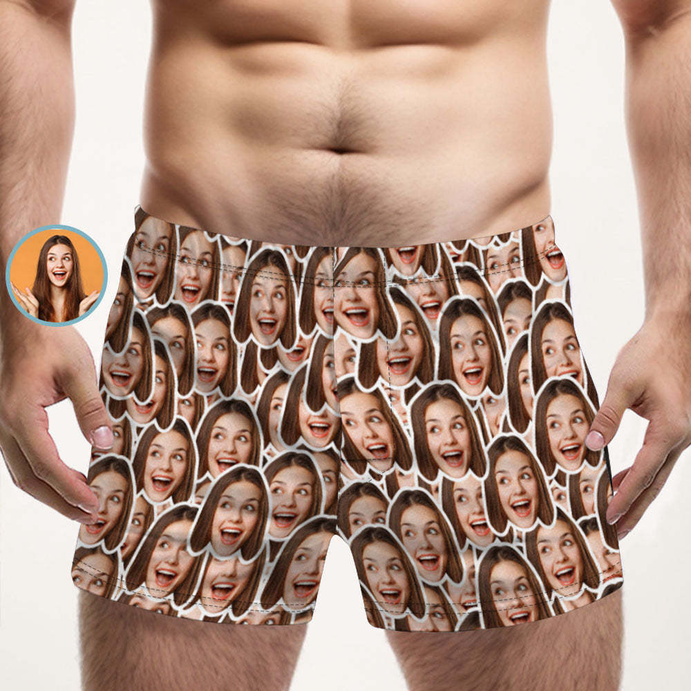 Custom Face Mash Multicolor Boxer Shorts Personalized Photo Underwear Gift for Him - MyPhotoSocks