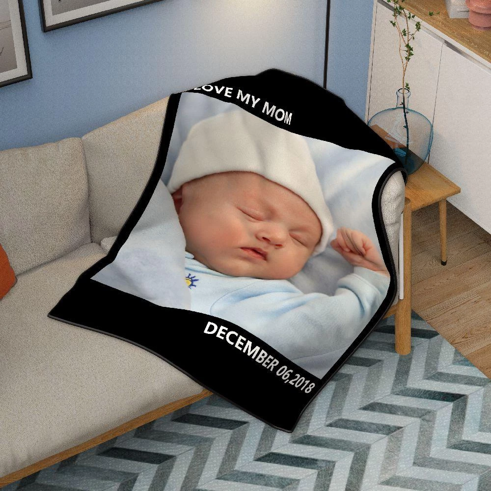 Kids Personalized with 1 Photo Fleece Custom Blanket - MyPhotoSocks