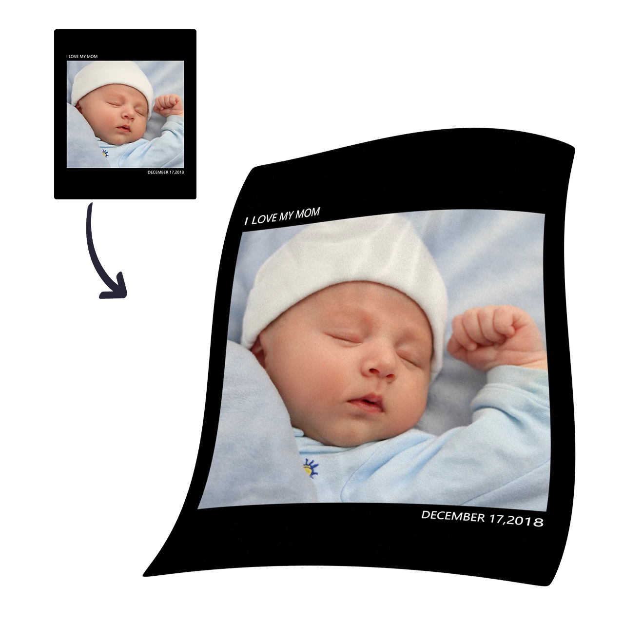 Kids Personalized with 1 Photo Fleece Custom Blanket - MyPhotoSocks