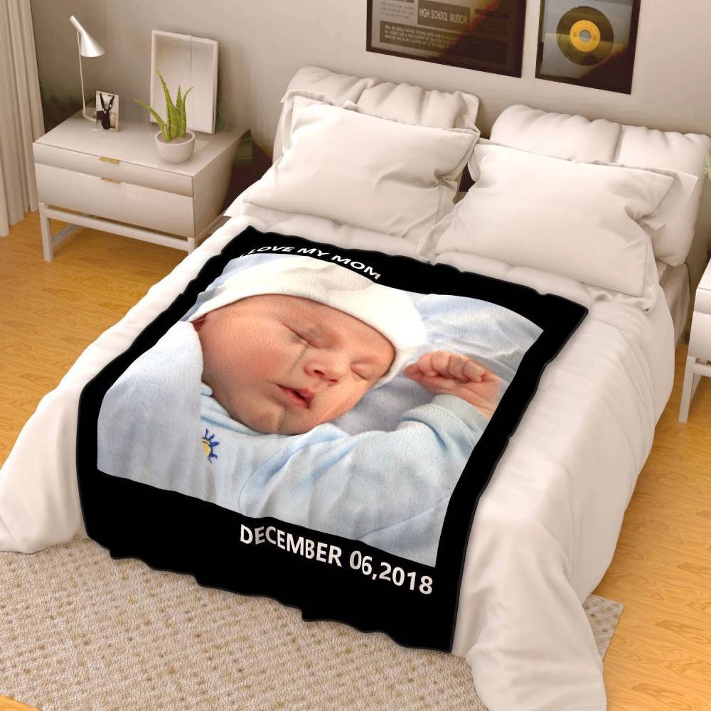 Kids Personalized with 1 Photo Fleece Custom Blanket