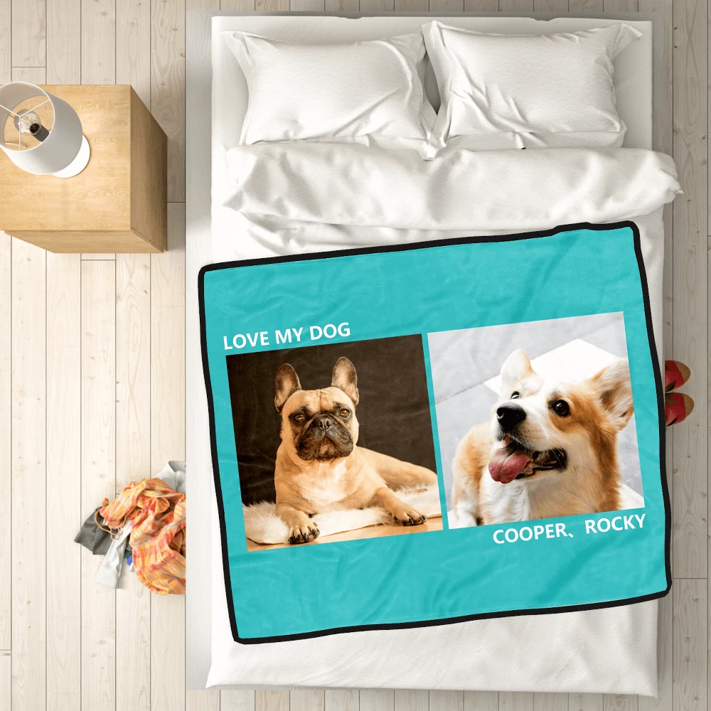 Photo Blanket Personalized Pets Fleece with 2 Photos-MyPhotoSocks