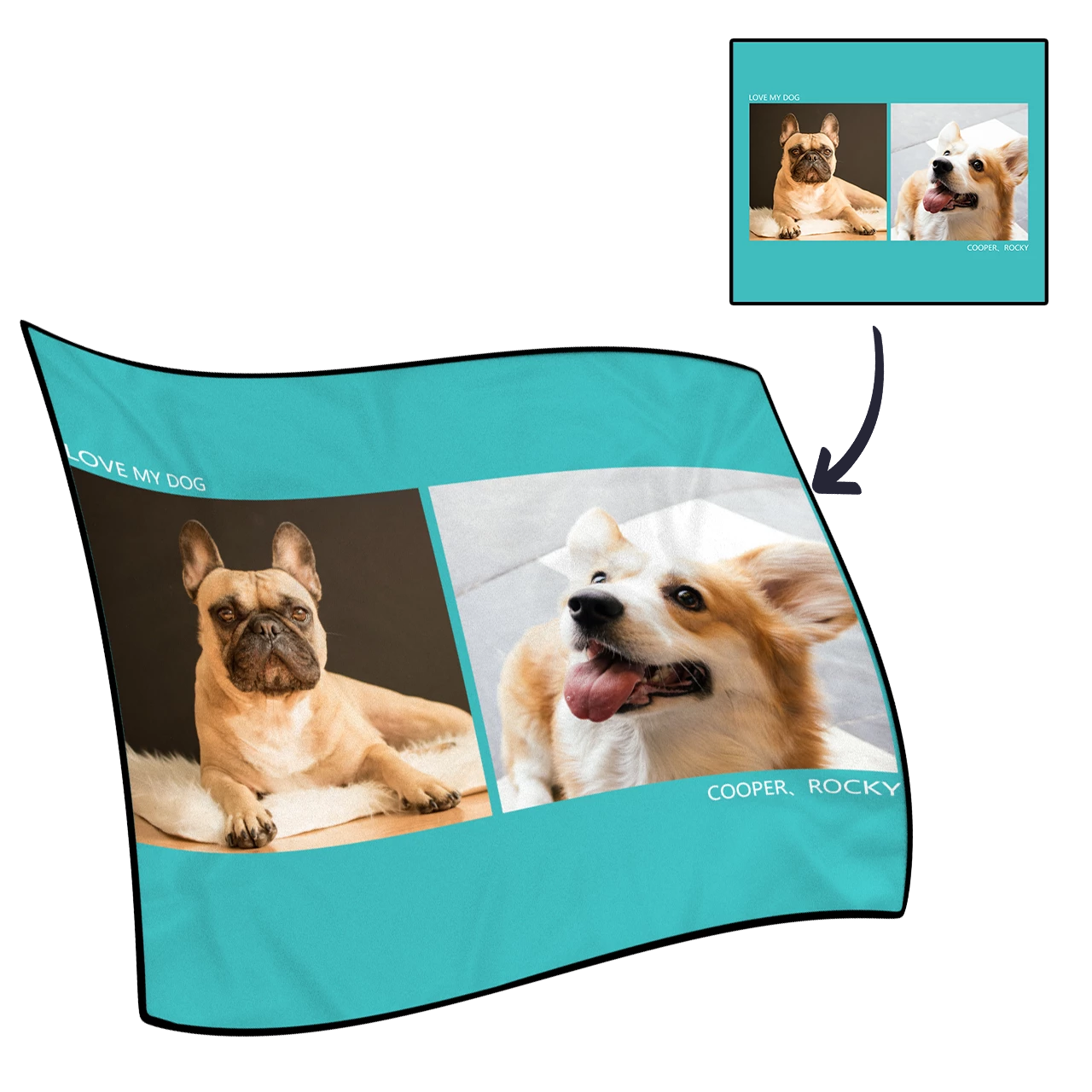 Photo Blanket Personalized Pets Fleece with 2 Photos - MyPhotoSocks