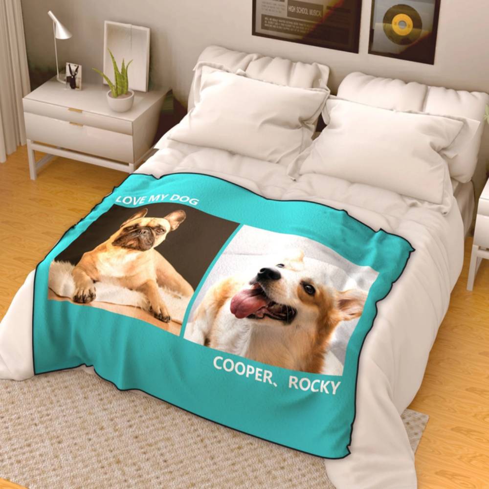 Photo Blanket Personalized Pets Fleece with 2 Photos-MyPhotoSocks