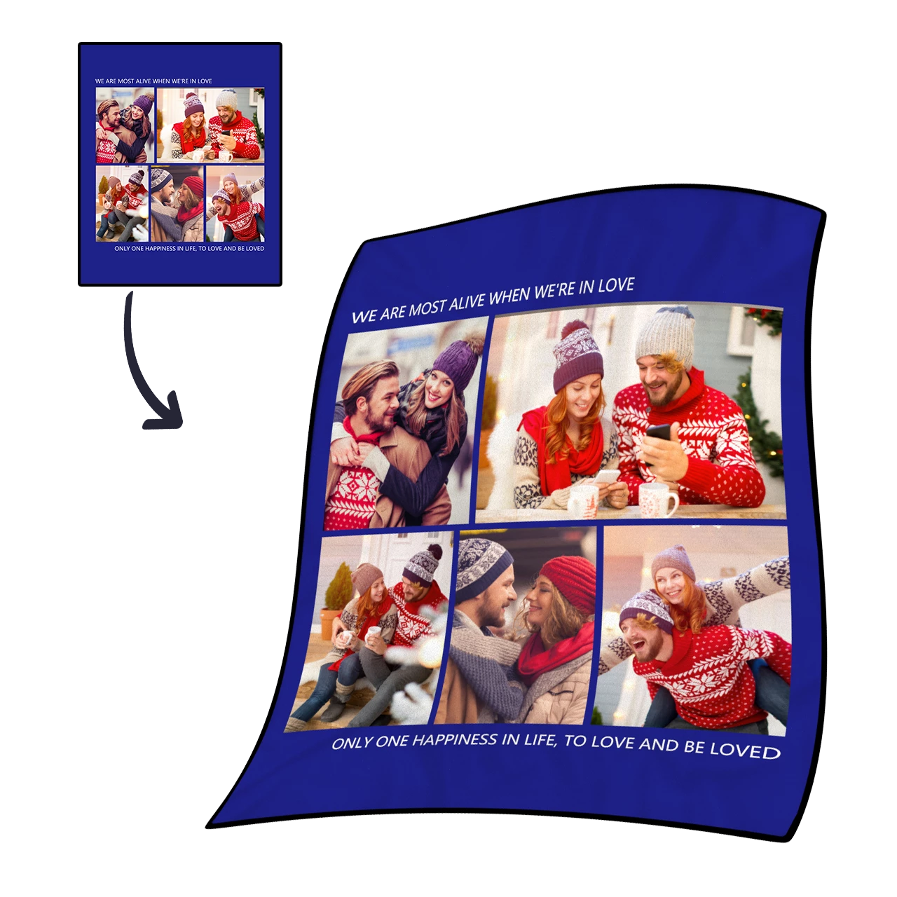 Personalized Sweet Lover with 5 Photos Fleece Custom Blanket - MyPhotoSocks