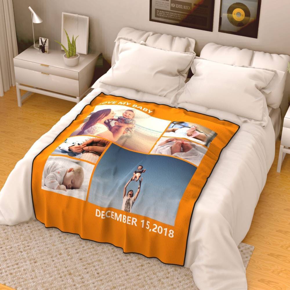 Personalized Lovely Pets with 6 Photos Fleece Custom Blanket