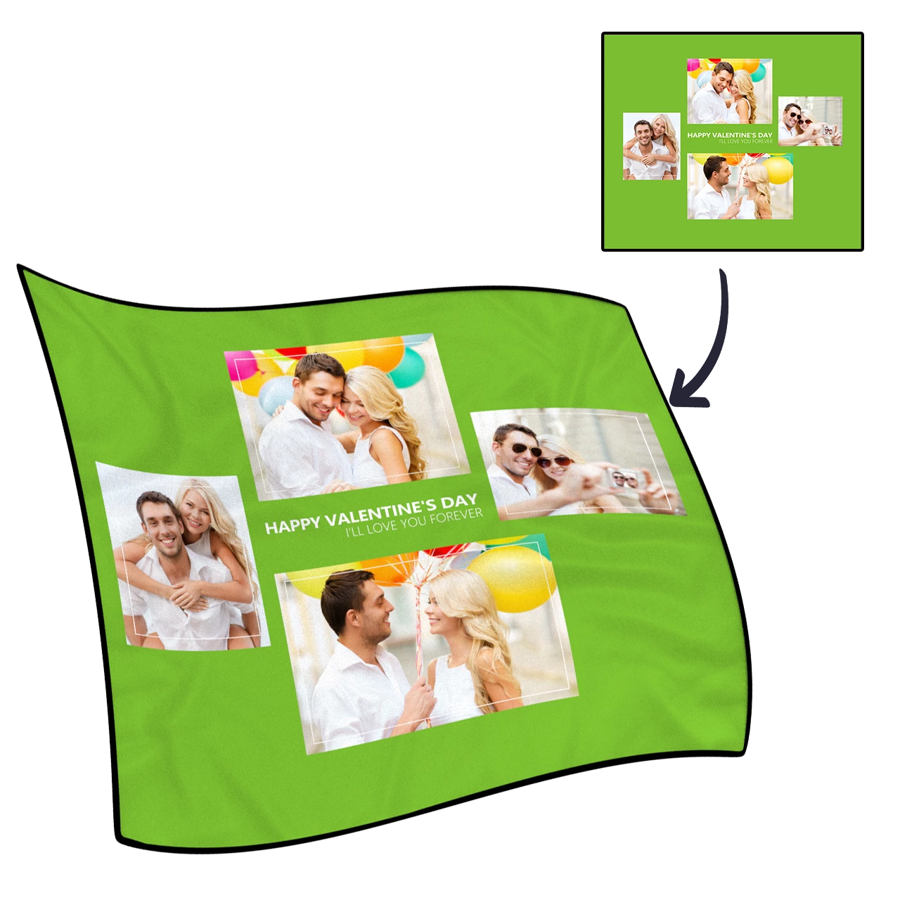 Personalized Perfect Love with 4 Photos Fleece Custom Blanket - MyPhotoSocks
