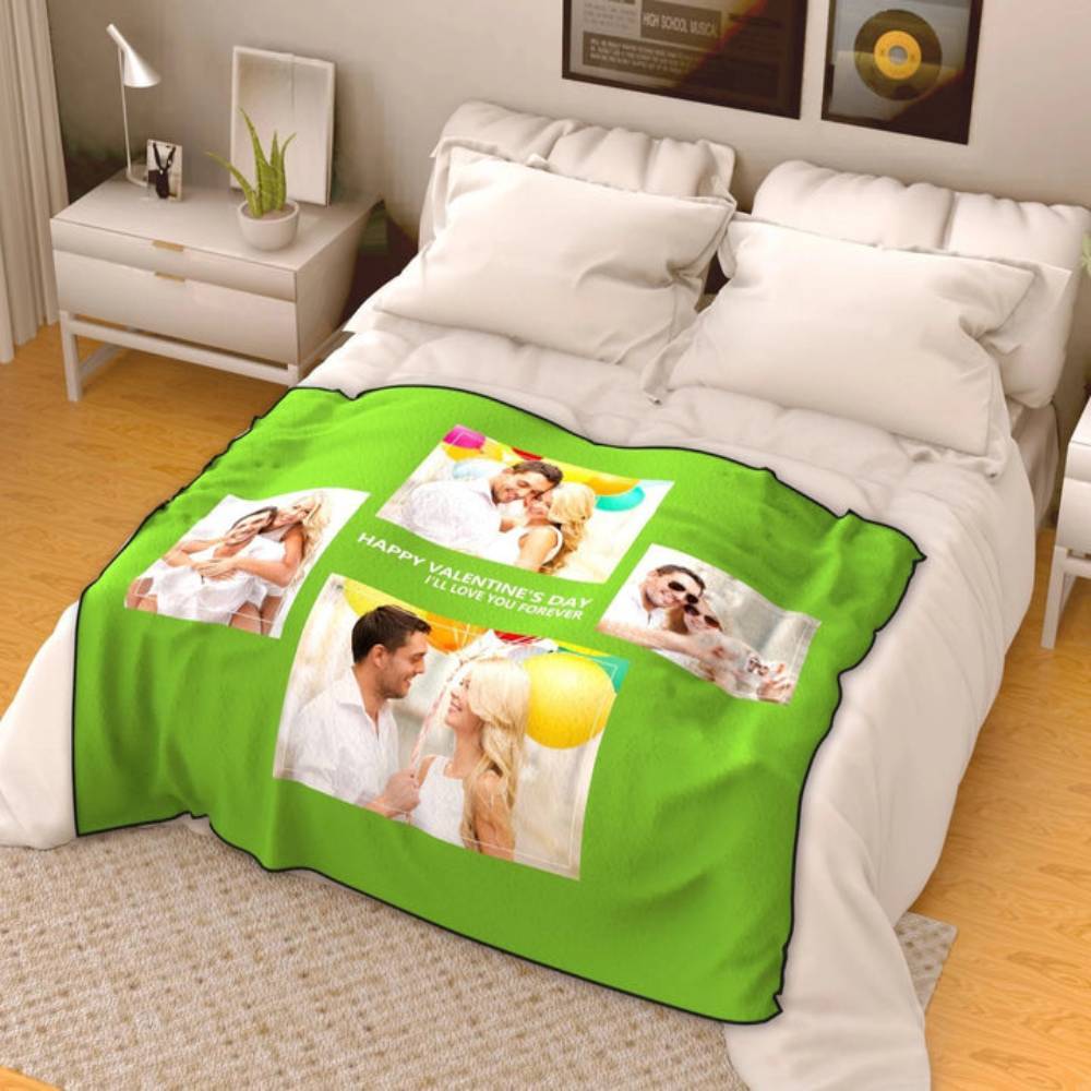 Personalized Perfect Love with 4 Photos Fleece Custom Blanket