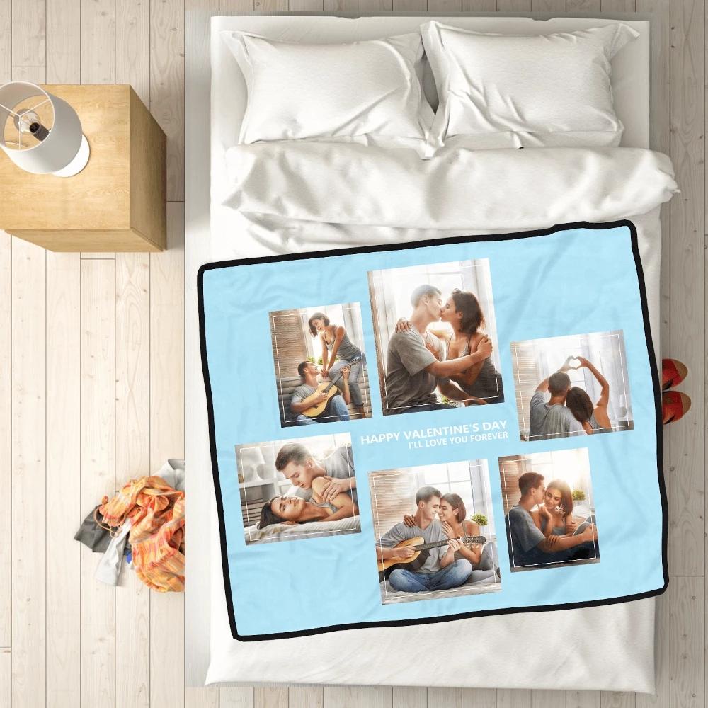 Personalized Perfect Love with 6 Photos Fleece Custom Blanket-MyPhotoSocks