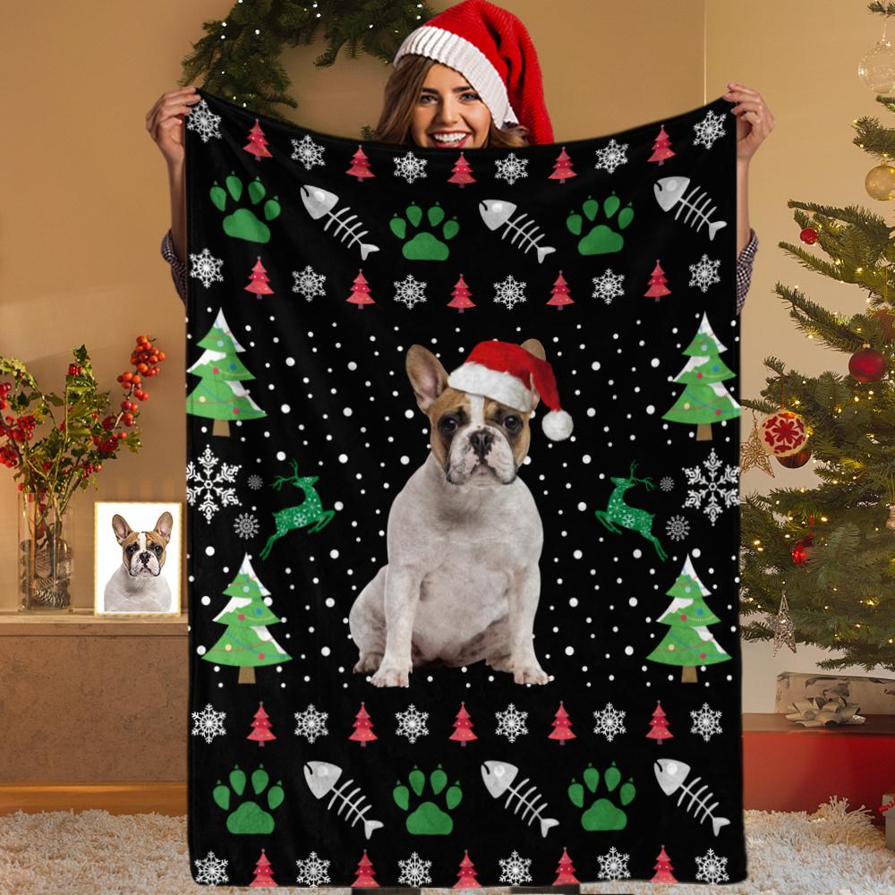 Custom Face  Christmas Blanket  - Fleece Blankets with Your Love Pet-MyPhotoSocks