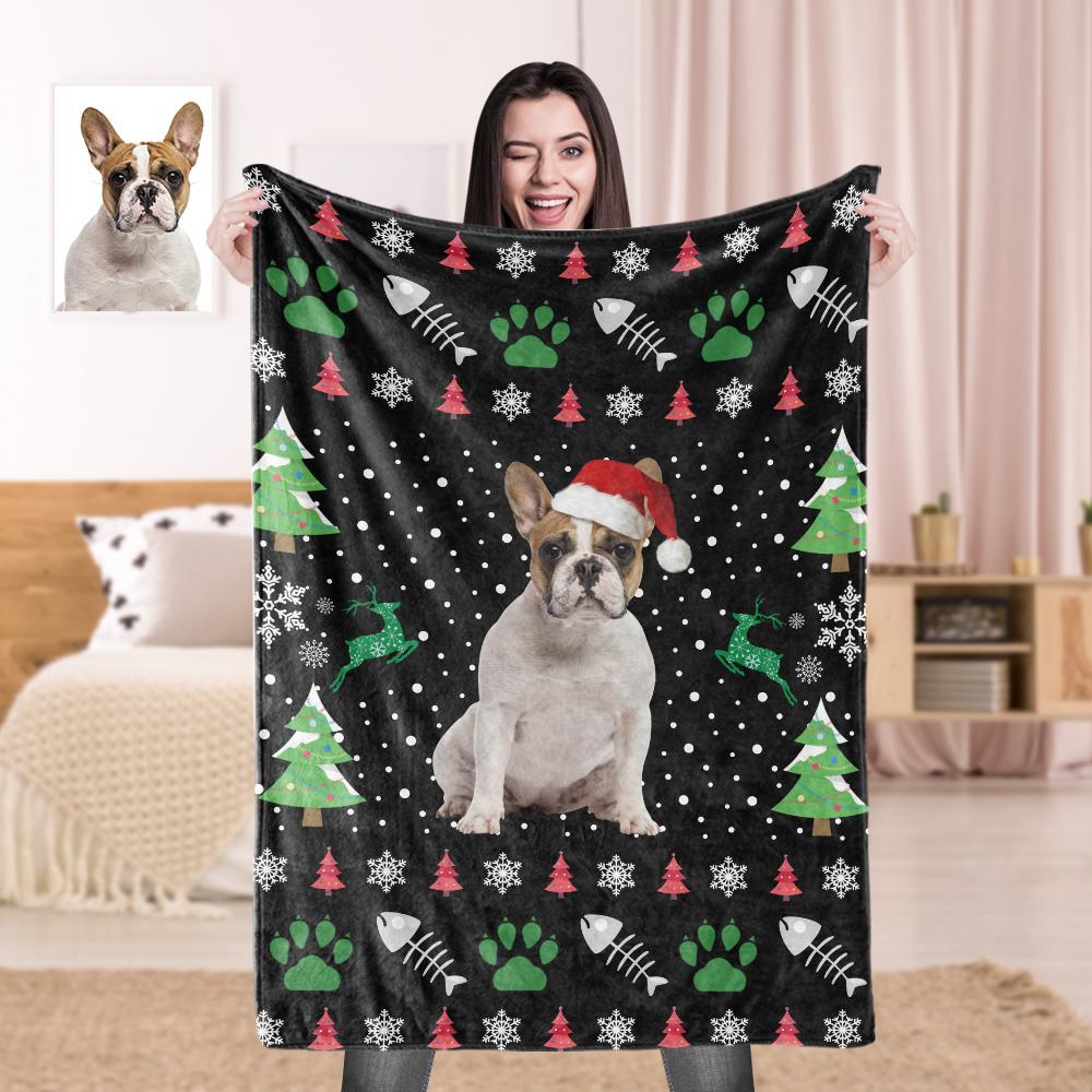 Custom Face  Christmas Blanket  - Fleece Blankets with Your Love Pet-MyPhotoSocks