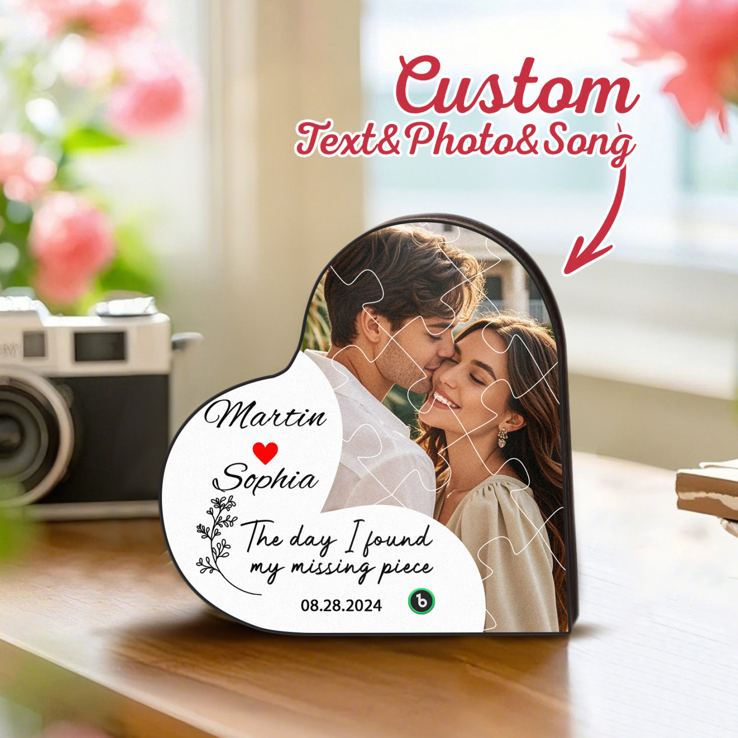 The Day I Found My Missing Piece Custom Photo Heart-Shaped Music Fridge Magnet Personalized Fridge Magnet Anniversary Gifts Couples Gift