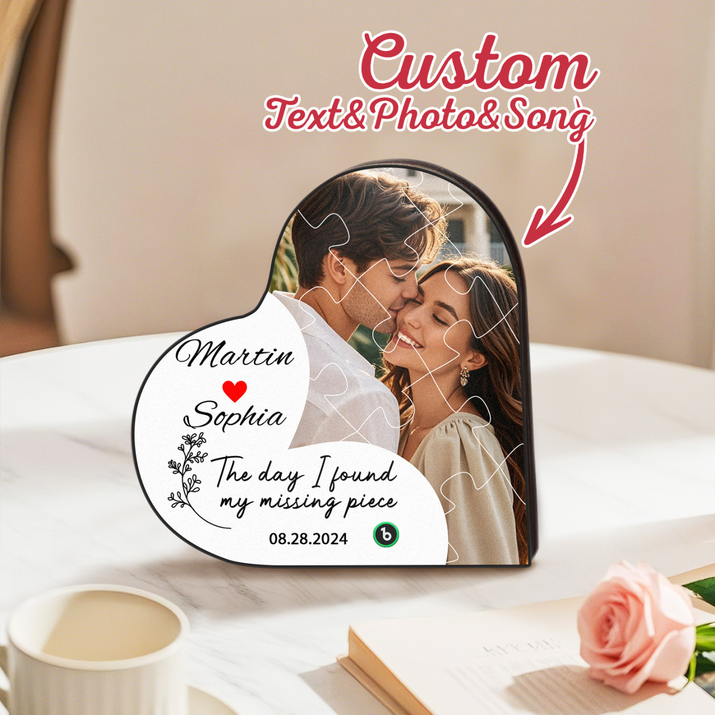 The Day I Found My Missing Piece Custom Photo Heart-Shaped Music Fridge Magnet Personalized Fridge Magnet Anniversary Gifts Couples Gift