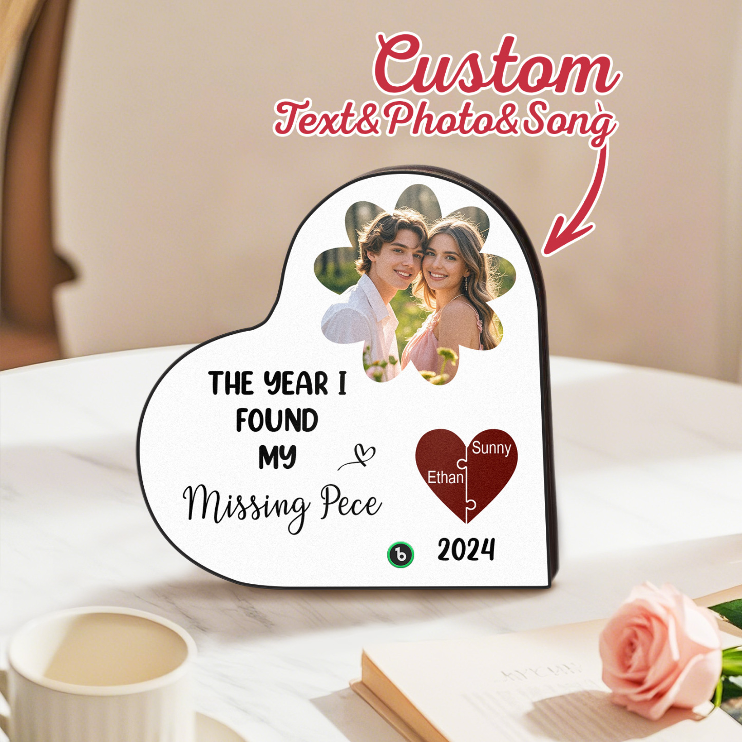 The Year I Found My Missing Piece Custom Photo Heart-Shaped Music Fridge Magnet Personalized Fridge Magnet Anniversary Gifts Gifts for Couples