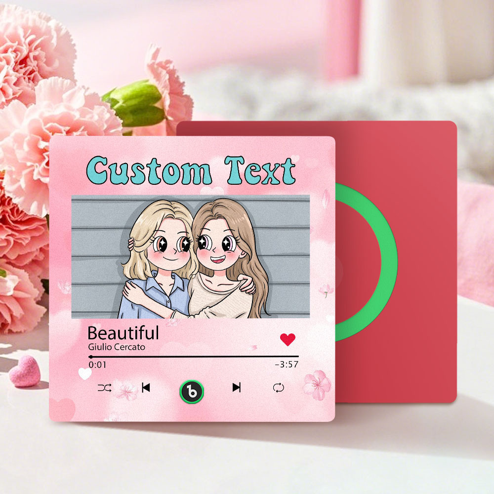 Custom Mother's Day Music Fridge Magnet Cartoon Face Personalized Photo Frame Gift for Mom