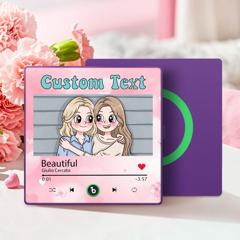 Custom Mother's Day Music Fridge Magnet Cartoon Face Personalized Photo Frame Gift for Mom