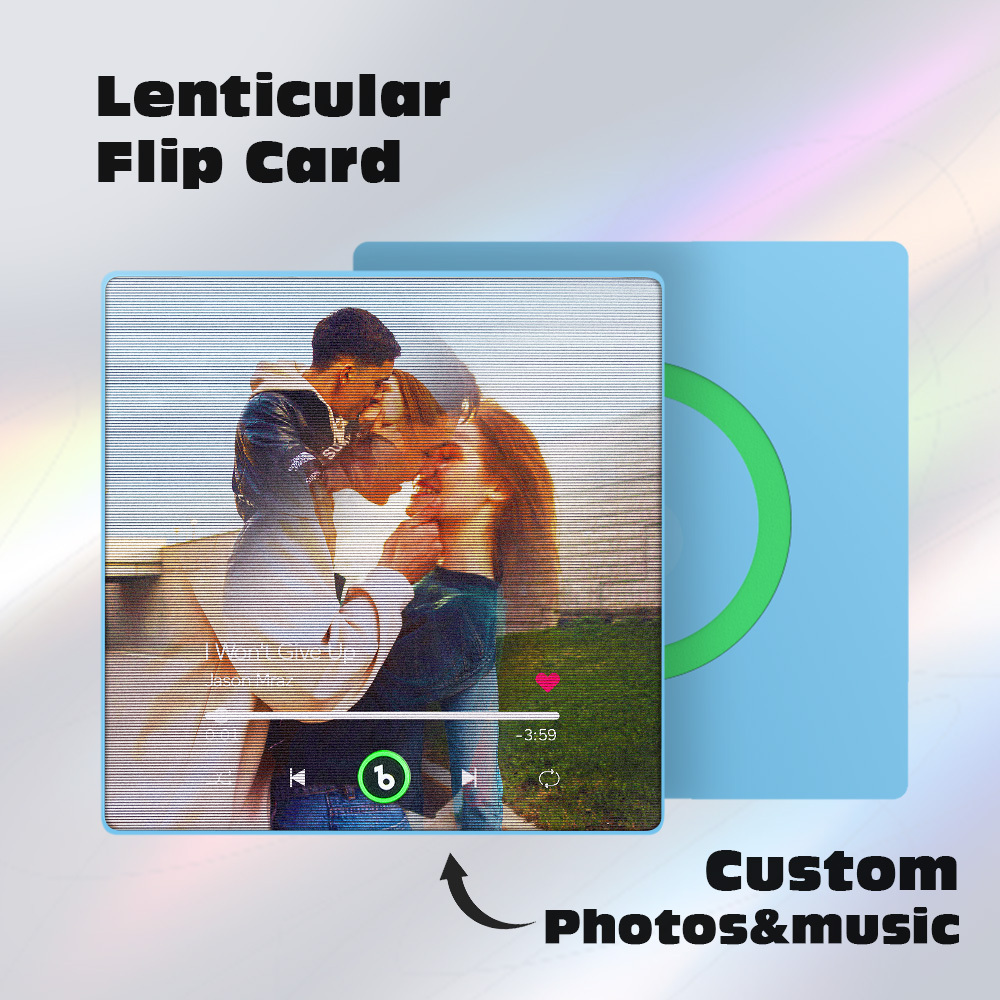Custom Lenticular Flip Music Fridge Magnet Personalized 2 Photos in 1 Album Fridge Magnet Father's Day Gift - MyPhotoSocks