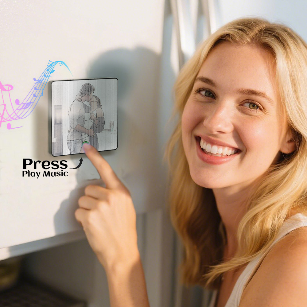 Custom Photo Music Fridge Magnet Line Drawing Photo Lenticular Gift - MyPhotoSocks