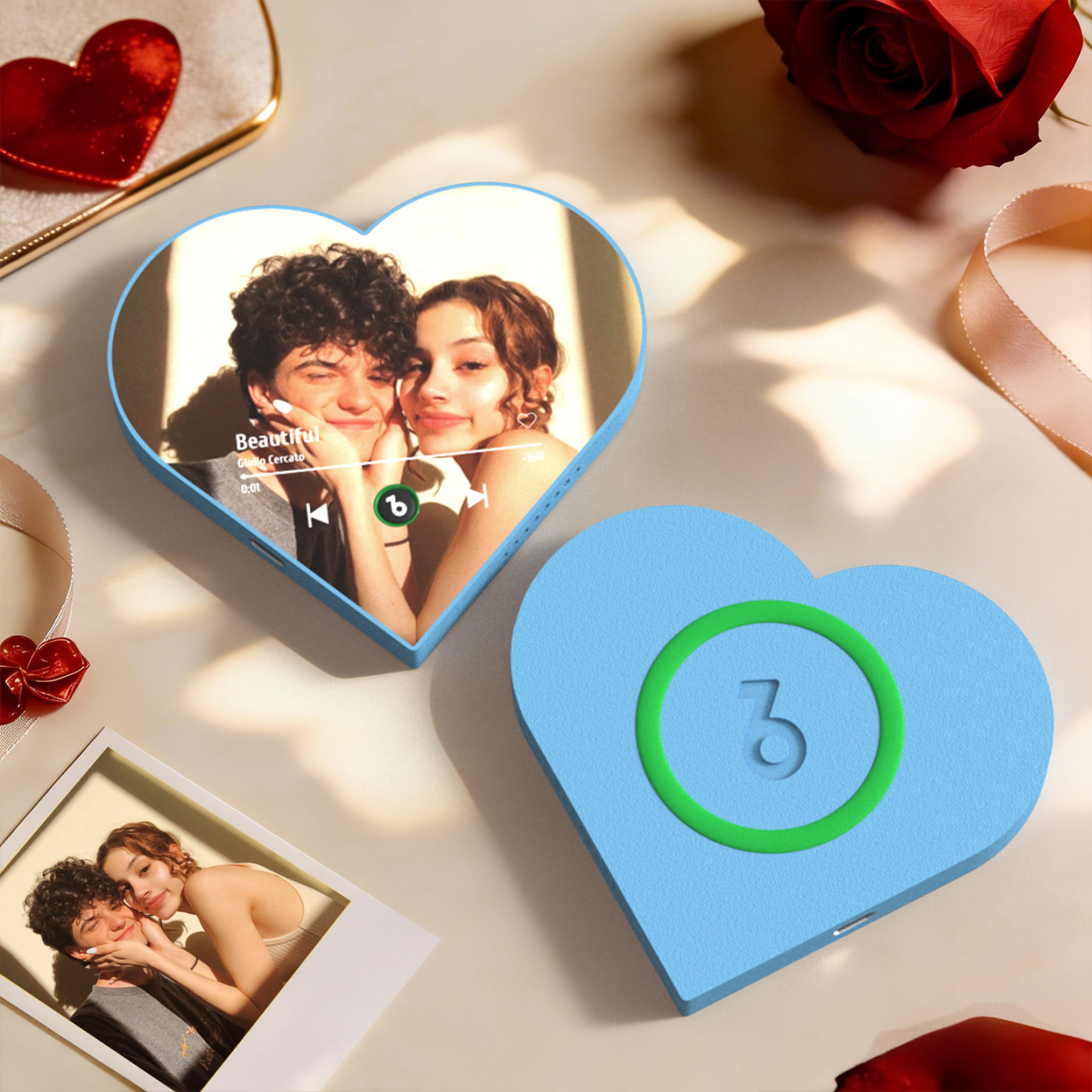 Custom Heart-Shaped Music Photo Fridge Magnet Romantic Gift for Couples Valentine's Day Gifts