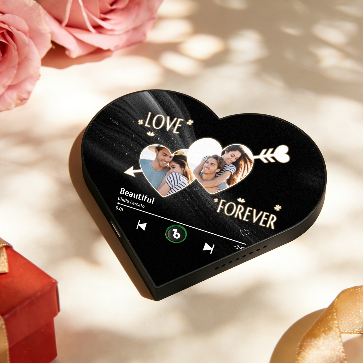 Custom Heart-Shaped Music Photo Fridge Magnet Love Forever Romantic Gift for Couples Valentine's Day Gifts