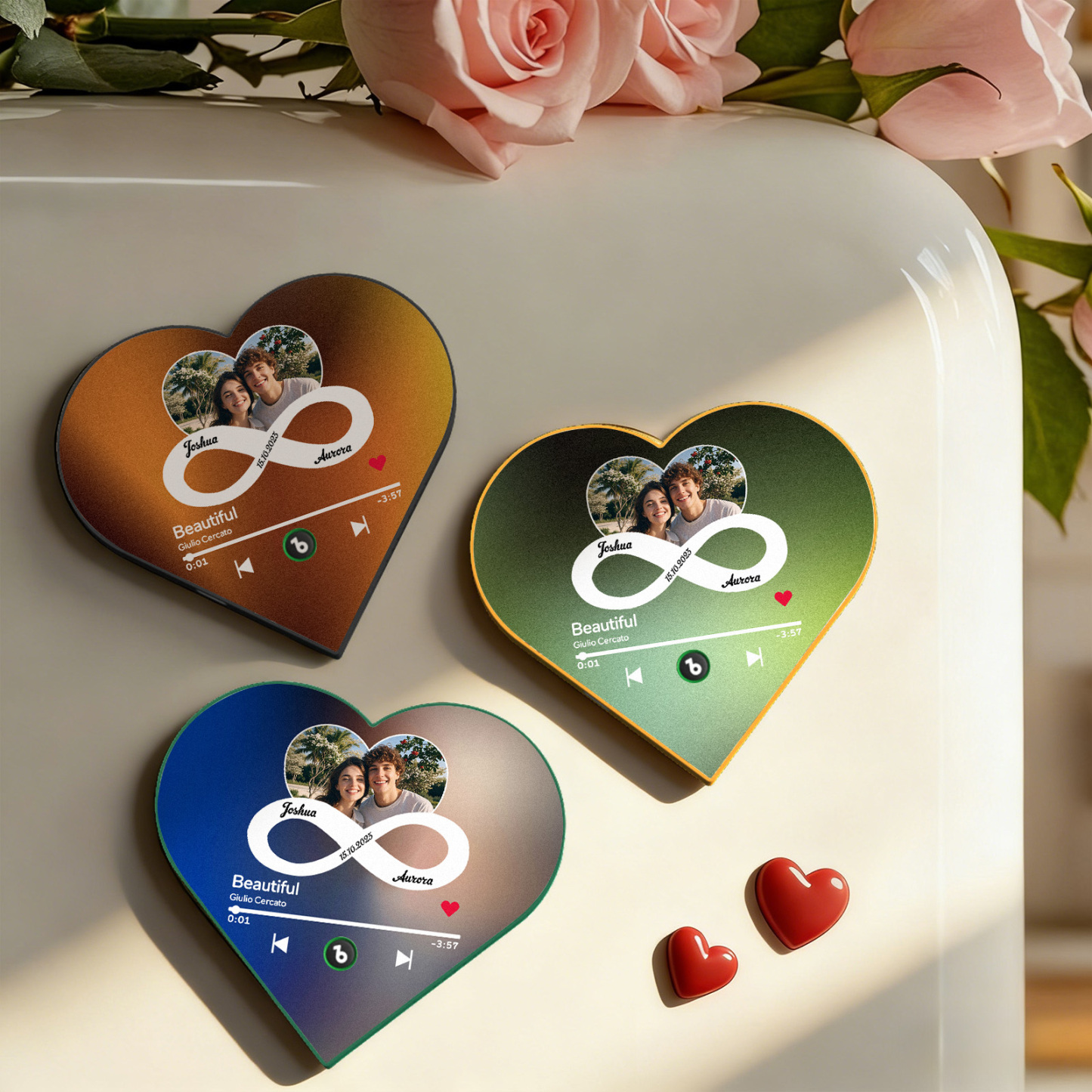 Custom Heart-Shaped Music Photo Fridge Magnet Romantic Gift for Couples Valentine's Day Gifts