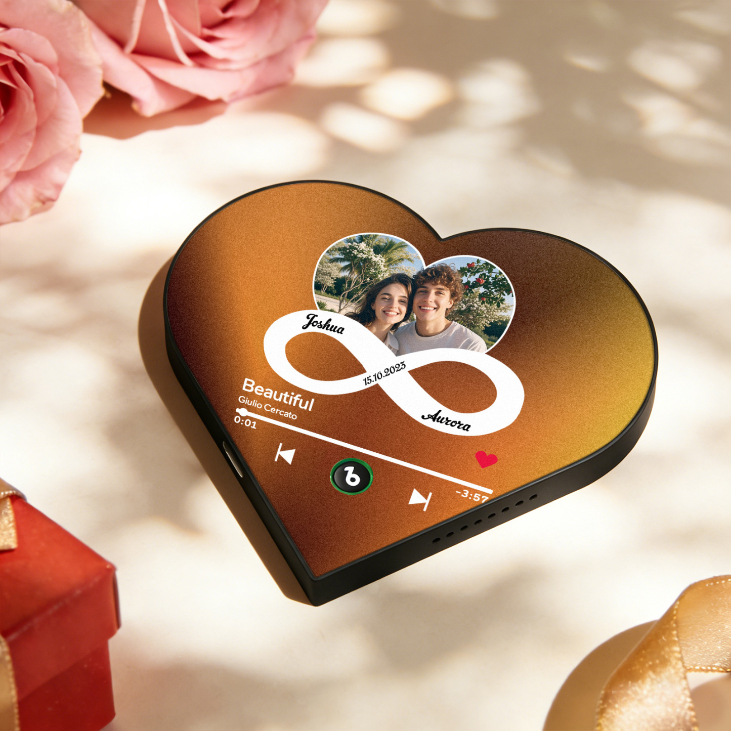 Custom Heart-Shaped Music Photo Fridge Magnet Romantic Gift for Couples Valentine's Day Gifts
