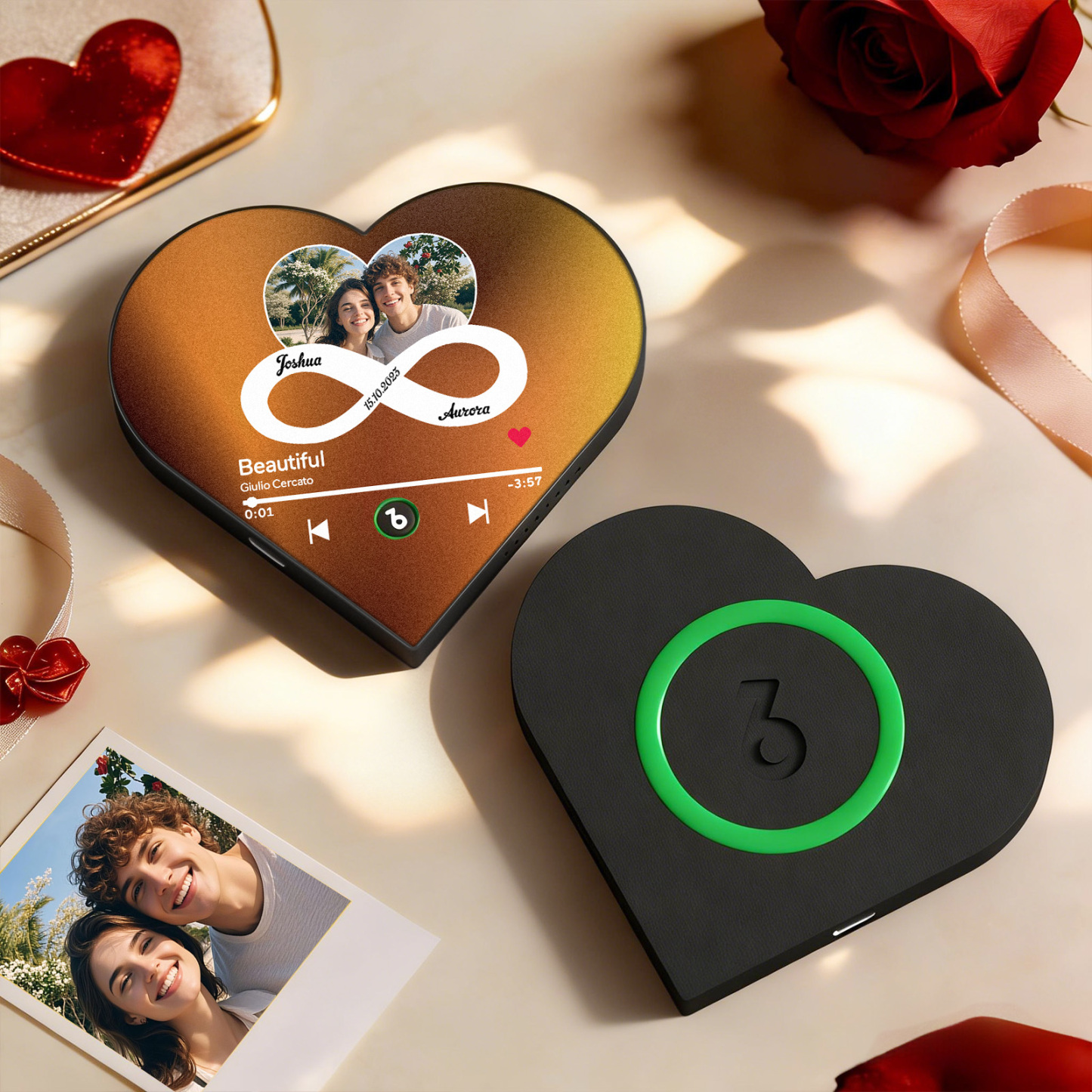 Custom Heart-Shaped Music Photo Fridge Magnet Romantic Gift for Couples Valentine's Day Gifts