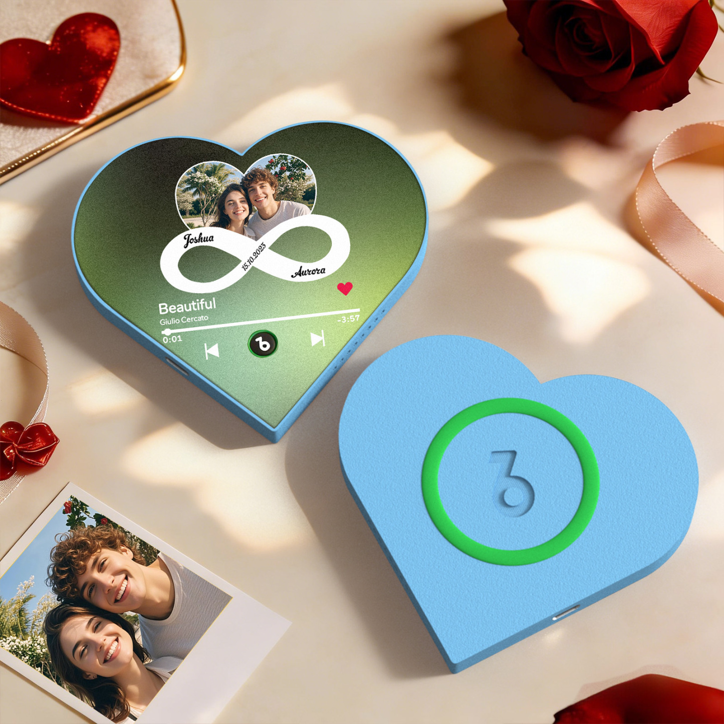 Custom Heart-Shaped Music Photo Fridge Magnet Romantic Gift for Couples Valentine's Day Gifts