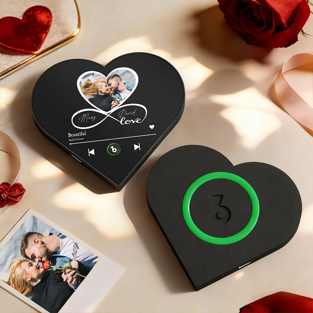 Custom Heart-Shaped Music Photo Fridge Magnet Romantic Gift for Couples Valentine's Day Gifts