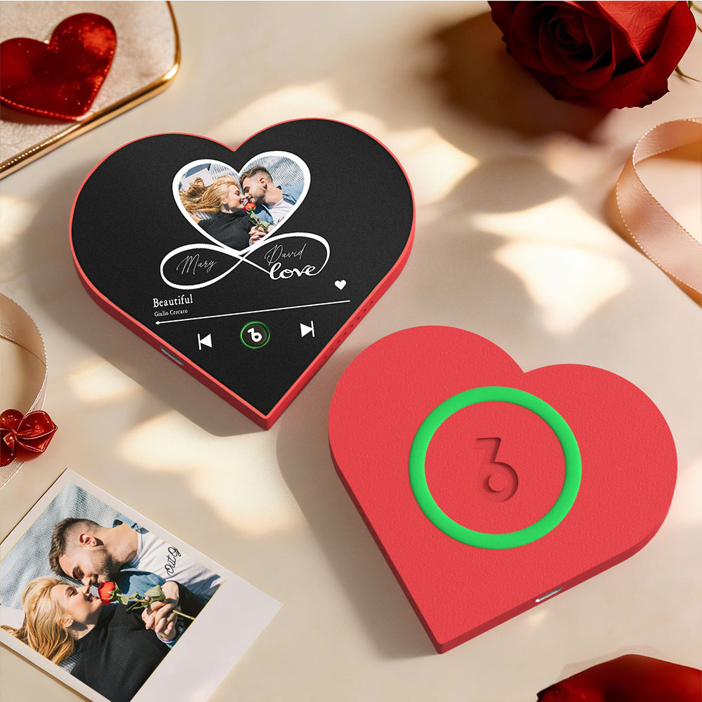Custom Heart-Shaped Music Photo Fridge Magnet Romantic Gift for Couples Valentine's Day Gifts