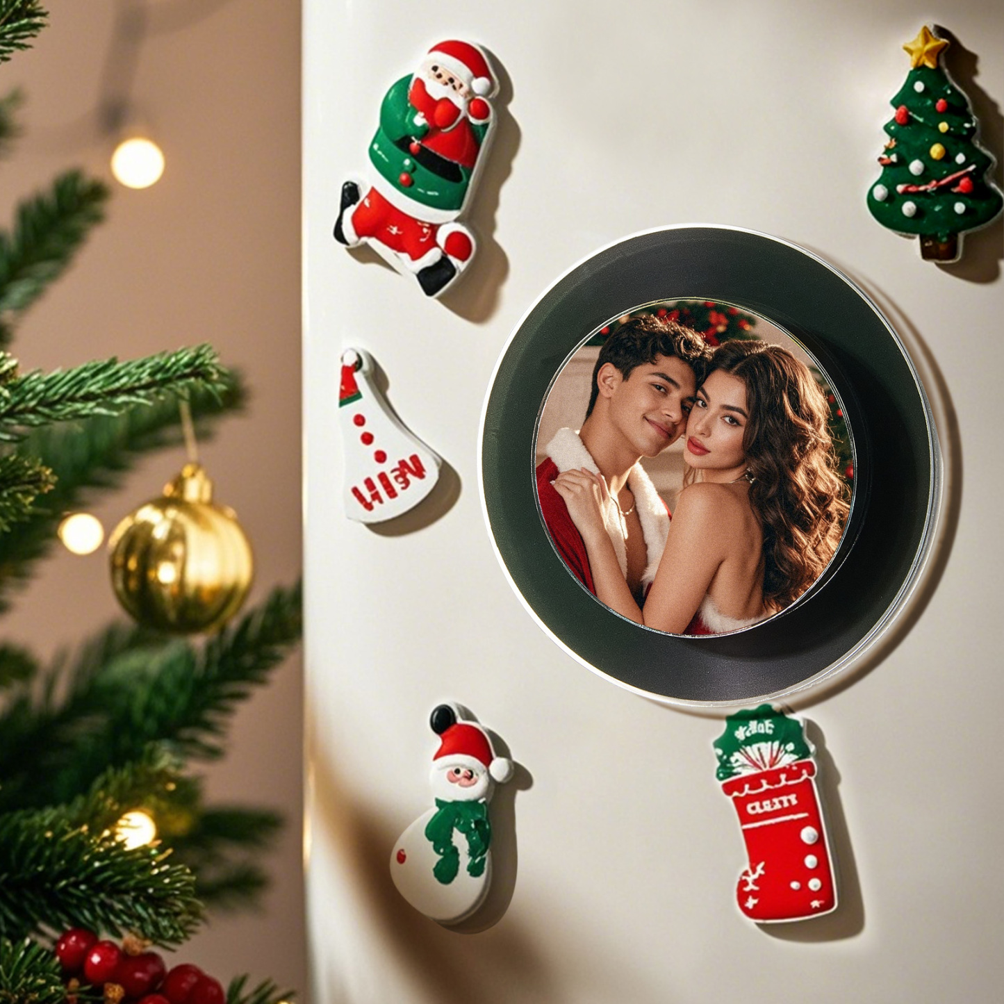 Custom Rotating Double Layer Acrylic Nfc Fridge Magnets With  Photos And Songs Magnetic Fridge Magnets - MyPhotoSocks