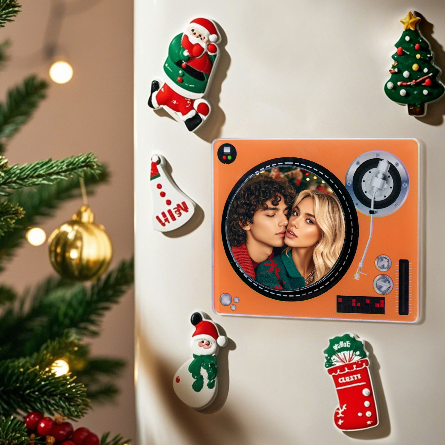 Custom Rotating Double Layer Acrylic Nfc Fridge Magnets With  Photos And Songs Magnetic Fridge Magnets - MyPhotoSocks
