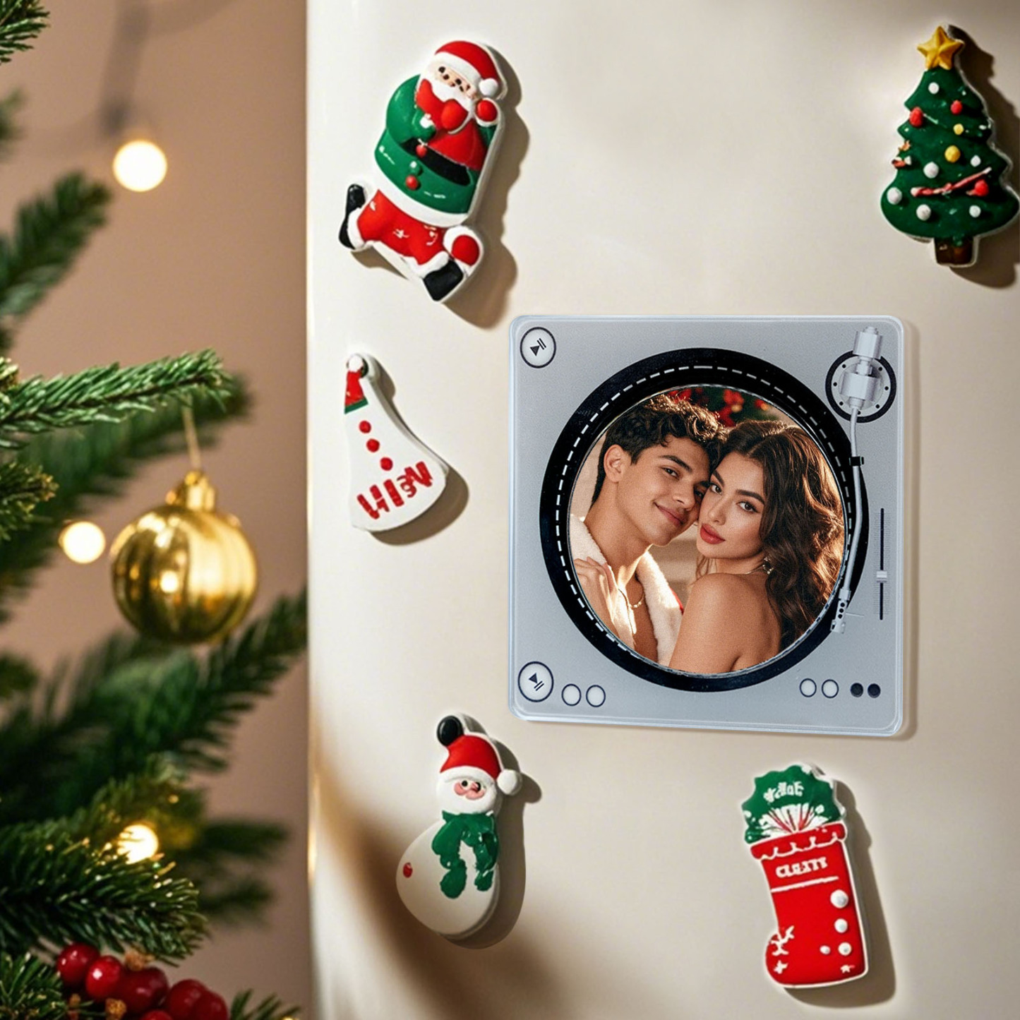 Custom Rotating Double Layer Acrylic Nfc Fridge Magnets With  Photos And Songs Magnetic Fridge Magnets - MyPhotoSocks