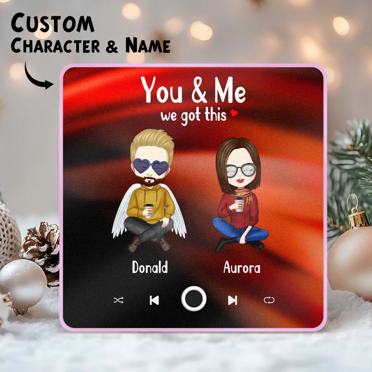 Custom Cartoon Character and Name Fridge Magnet Custom Album Music Fridge Magnet Photo Personalized Phone Music Fridge Magnet Pro You & Me We Got This - MyPhotoSocks