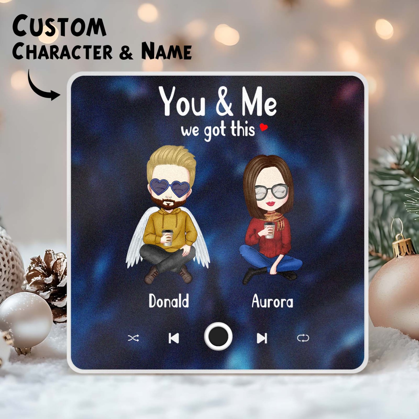 Custom Cartoon Character and Name Fridge Magnet Custom Album Music Fridge Magnet Photo Personalized Phone Music Fridge Magnet Pro You & Me We Got This - MyPhotoSocks