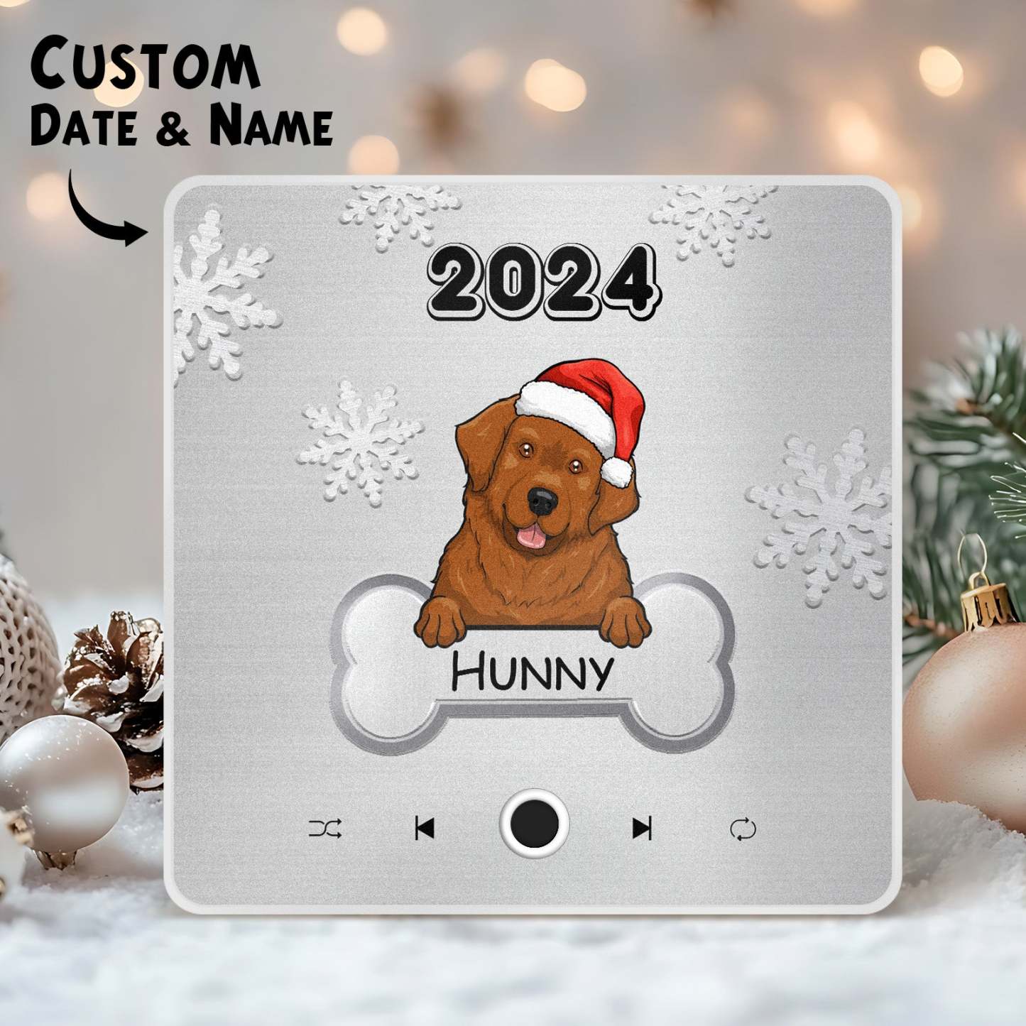 Personalized Music Fridge Magnet Custom Pet Dog Merry Christmas Custom Music Magnets Can Play Songs Christmas Gift Pet Lovers Gifts - MyPhotoSocks