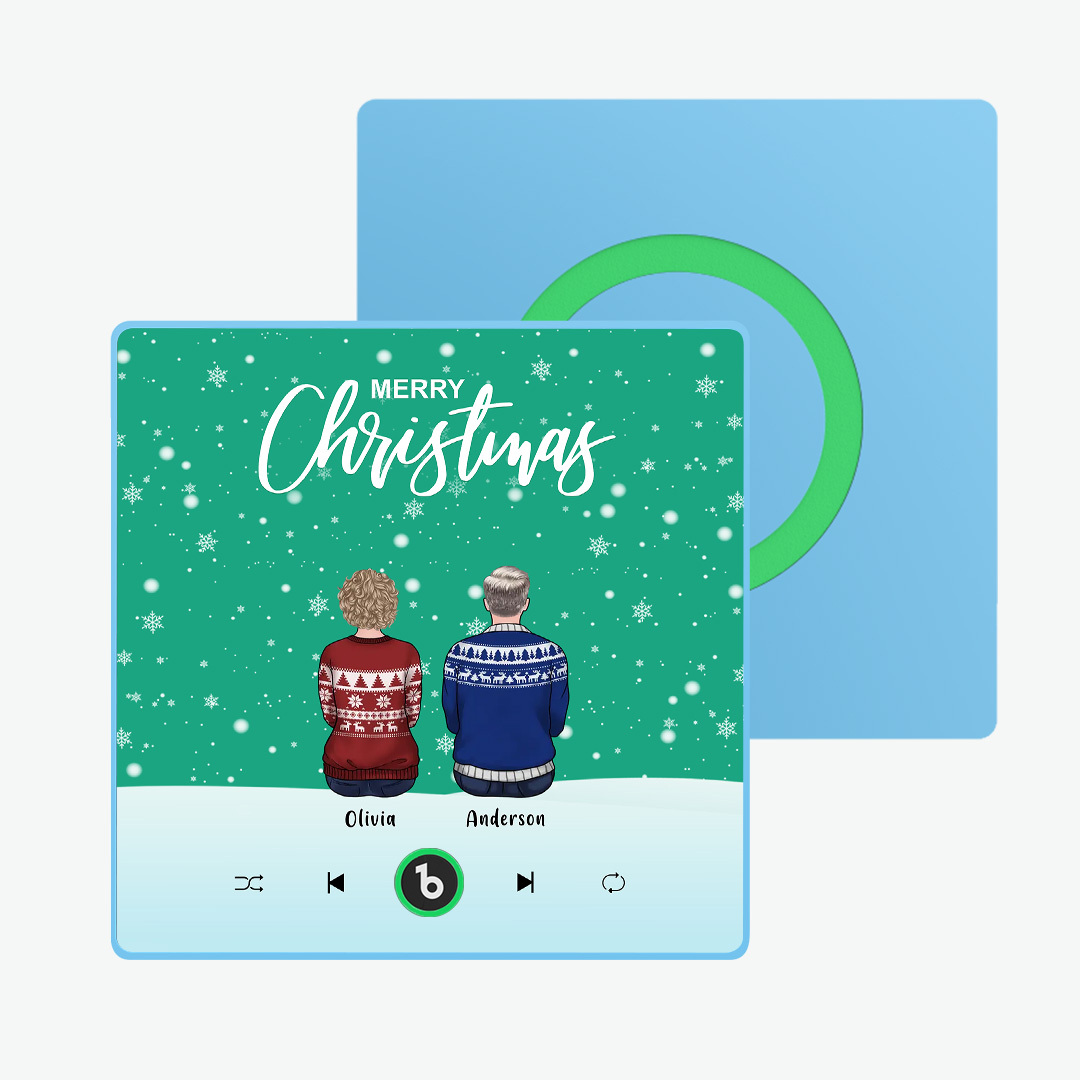 Custom Music Fridge Magnet Colorful Frame Album Fridge Magnet Music Wall Photo Sticker Custom Family Portrait Merry Christmas Can Play Songs Christmas Gift - MyPhotoSocks
