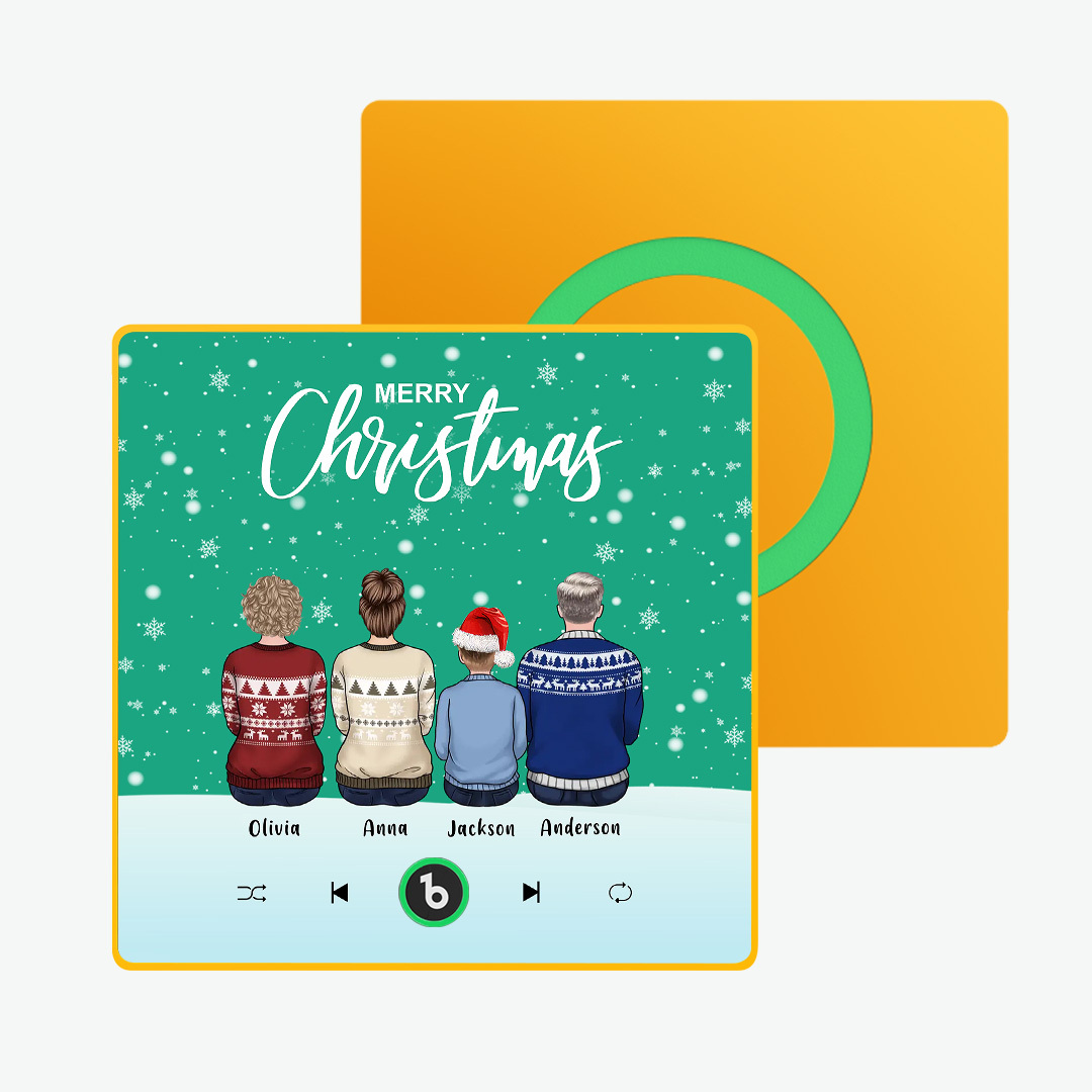Custom Music Fridge Magnet Colorful Frame Album Fridge Magnet Music Wall Photo Sticker Custom Family Portrait Merry Christmas Can Play Songs Christmas Gift - MyPhotoSocks