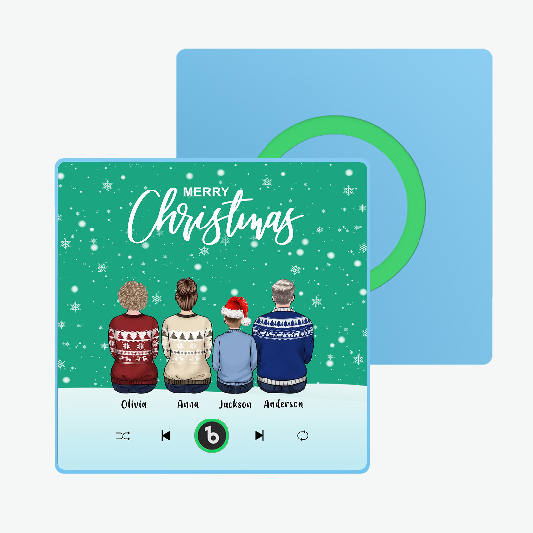 Custom Music Fridge Magnet Colorful Frame Album Fridge Magnet Music Wall Photo Sticker Custom Family Portrait Merry Christmas Can Play Songs Christmas Gift - MyPhotoSocks