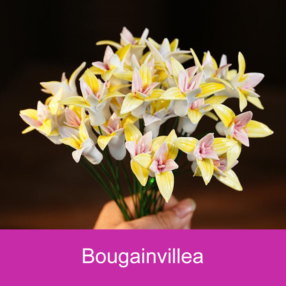 Handcrafted Ceramic Flower Bouquet Everlasting Blooms for DIY Home Decor, Perfect for Valentine'S Day, Christmas, Mother'S Day Gift