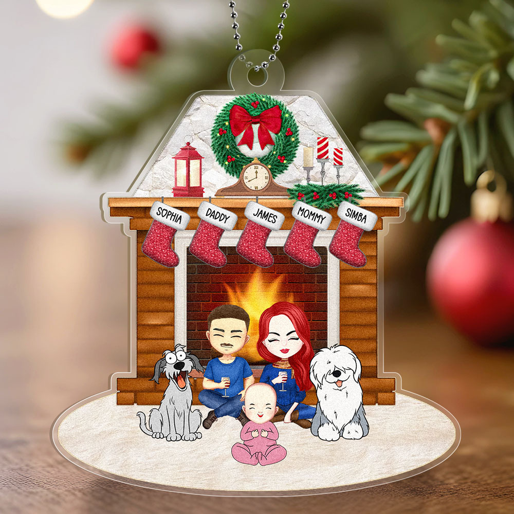 Personalized Family Cartoon Christmas Ornaments Custom Christmas Gifts with Names and Cartoon Characters - MyPhotoSocks