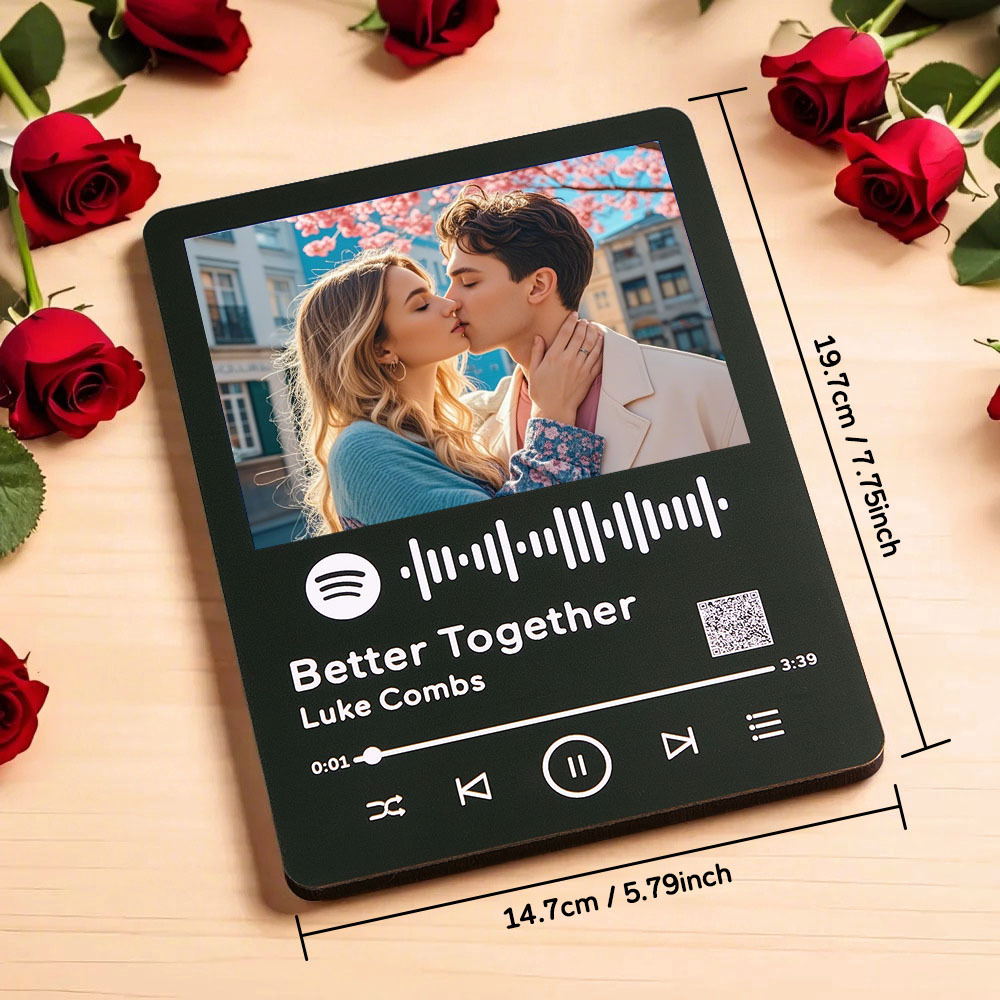 Personalized Photo and Video Plastic Plaque Custom Music Spotify Plaque Table Decorations Valentine's Day Gift for Her - MyPhotoSocks