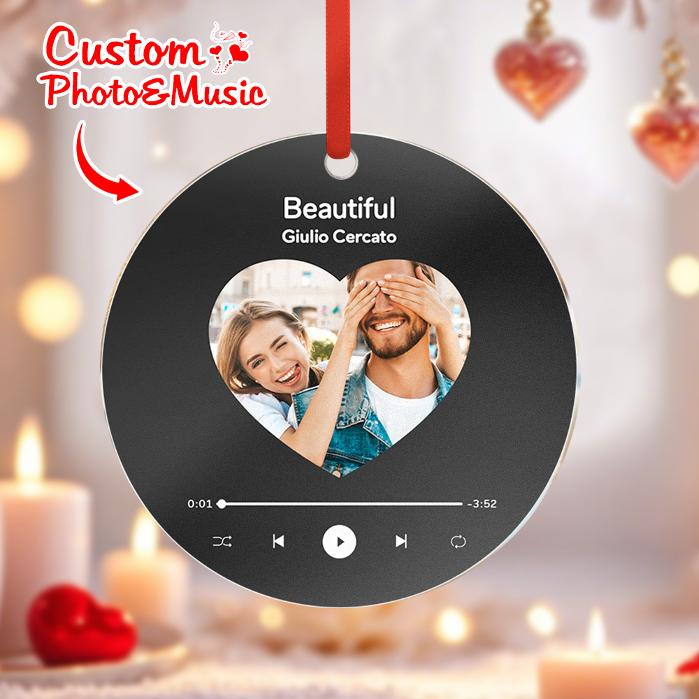 Personalized Music and Photo Ornaments Valentine's Day Gifts For Couple - MyPhotoSocks