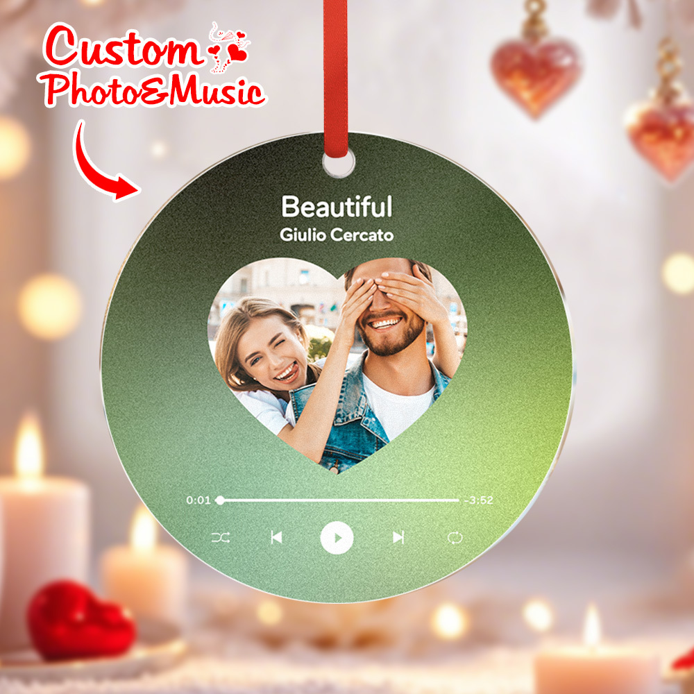 Personalized Music and Photo Ornaments Valentine's Day Gifts For Couple - MyPhotoSocks