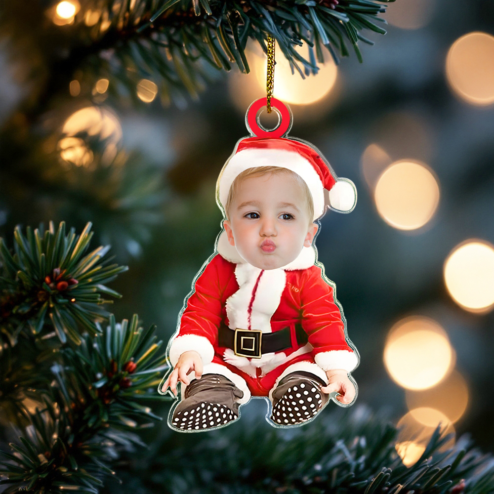 Personalized Photo Christmas Ornaments Acrylic Custom Baby Face Christmas Tree Ornaments Xmas Decoration Hanging Pendant Gifts - MyPhotoSocks