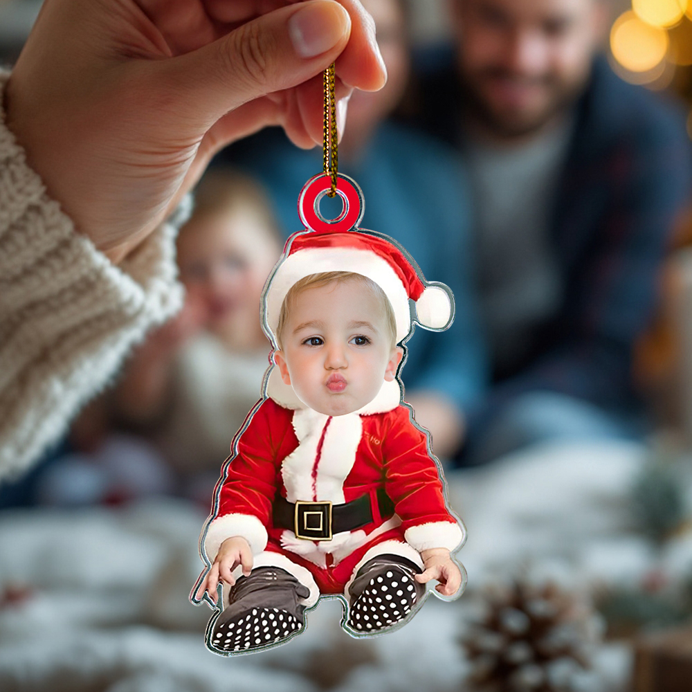 Personalized Photo Christmas Ornaments Acrylic Custom Baby Face Christmas Tree Ornaments Xmas Decoration Hanging Pendant Gifts - MyPhotoSocks