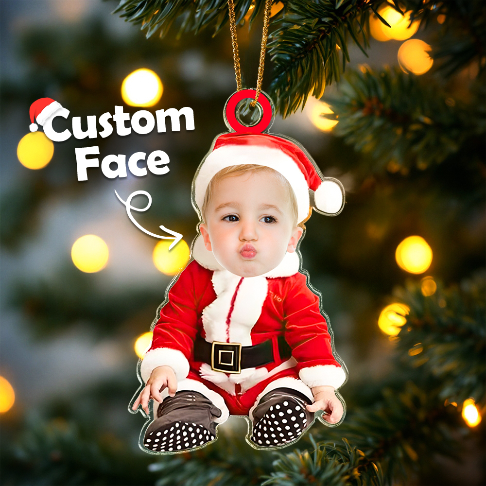 Personalized Photo Christmas Ornaments Acrylic Custom Baby Face Christmas Tree Ornaments Xmas Decoration Hanging Pendant Gifts - MyPhotoSocks