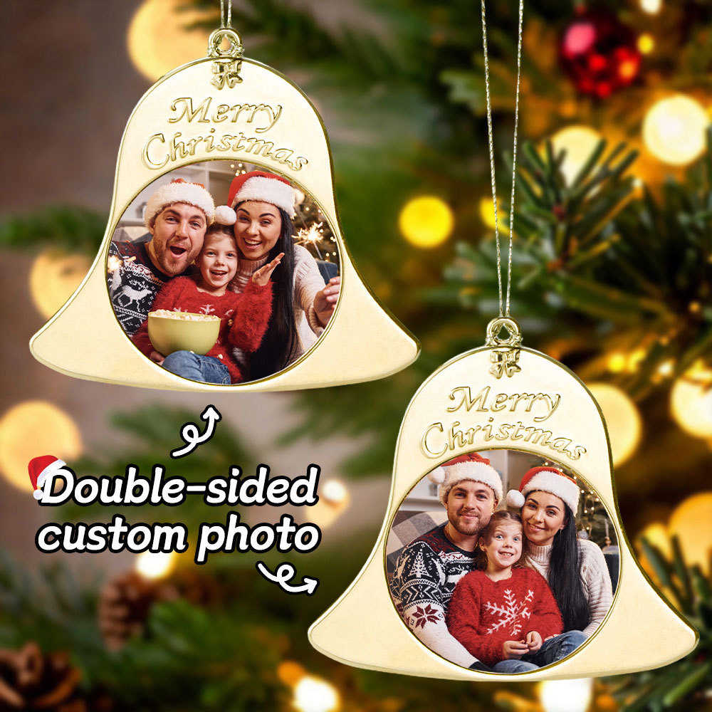 Personalized Photo Christmas Bell Ornaments Photo Decorations for Christmas Gifts