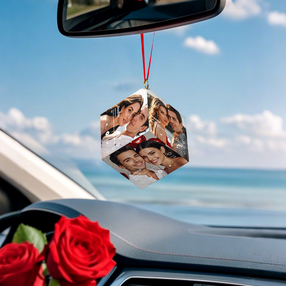 Custom Photo and Music Cube Ornament Couple Personalized Wooden Cube Ornament Valentine Gift For Husband Wife