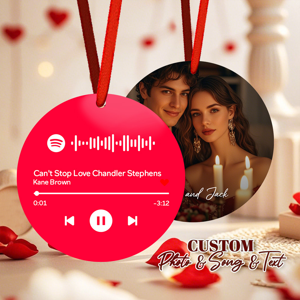 Custom Scannable Spotify Code Yellow Ornaments Photo Hanging Ornament Engraved Custom Music Song Ornament Valentine Gift - MyPhotoSocks